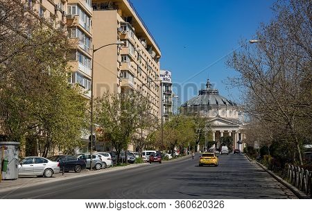 Bucharest, Romania - April 07, 2020: The Romanian Athenaeum (ateneul Roman) Is A Concert Hall Inaugu