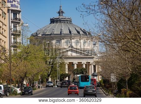 Bucharest, Romania - April 07, 2020: The Romanian Athenaeum (ateneul Roman) Is A Concert Hall Inaugu