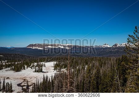 View From The Mirror Lake Scenic Byway Near Bald Mountain Pass In The Uinta Mountain Range Of Utah.