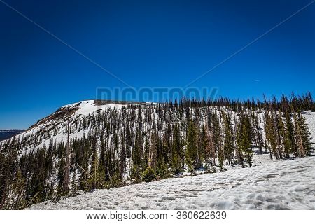 View From The Mirror Lake Scenic Byway Near Bald Mountain Pass In The Uinta Mountain Range Of Utah.