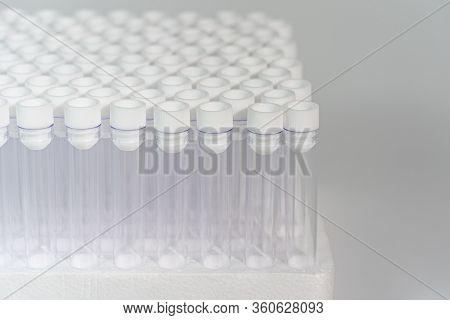 Group Of New Vacuum Venipuncture Blood Test Tubes In Laboratory