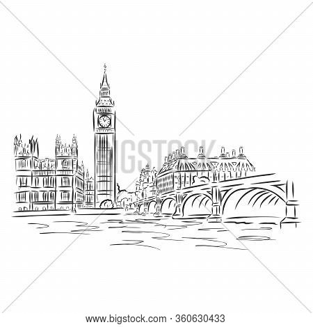 Popular View Of Busy Parliament Square With Big Ben And Double Decker Bus In Front And The London Ey