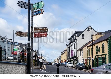 Ardara, County Donegal , Ireland - March 13 2020 : Ardara Town Is Still Busy During The Corona Outbr
