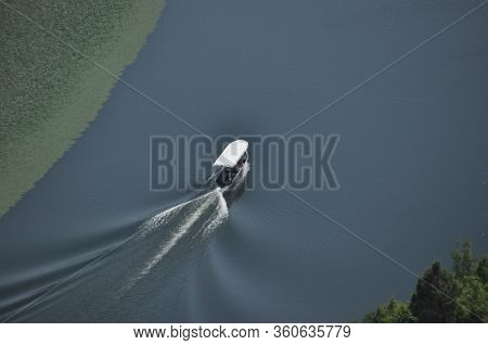 Rijeka Crnojevića, Part Of The Skadar Lake In Montenegro. Tourist Cruises By Boat On The Beautiful M