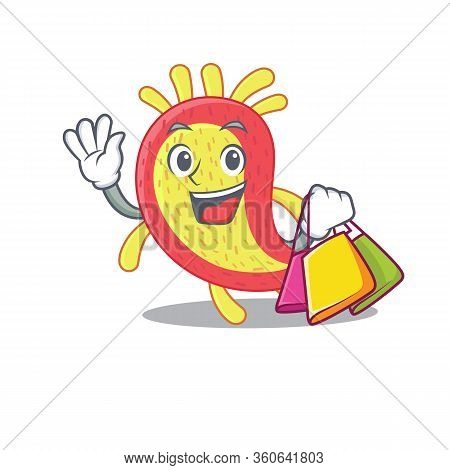 Rich And Famous Azorhizobium Caulinodans Cartoon Character Holding Shopping Bags