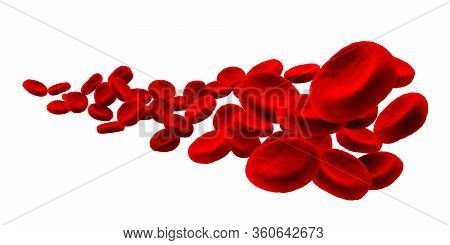 High Detail Blood Cell Isolated On White Background. Wave Of Red Blood Cells. Healthcare And Medical