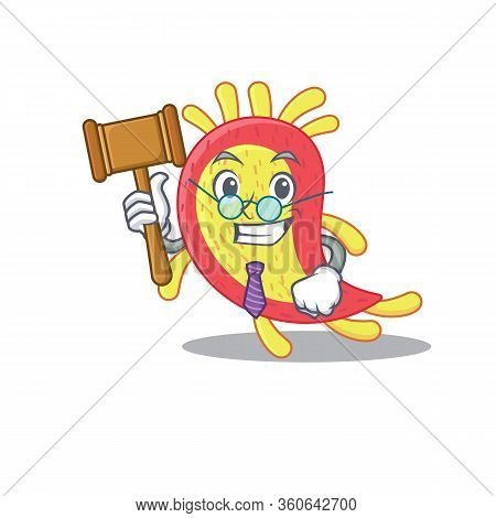 A Humble Judge Of Azorhizobium Caulinodans Cartoon Character Design Wearing Glasses