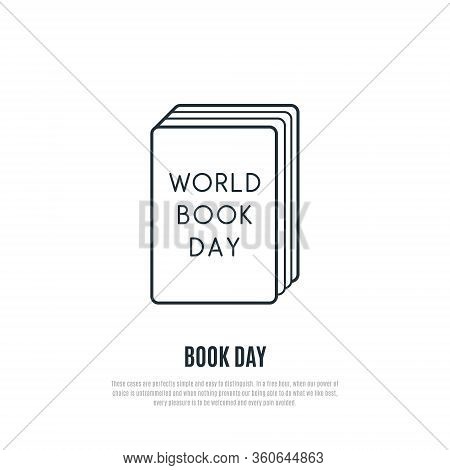 World Book Day Line Icon Isolated On White Background. Stock Vector Illustration.