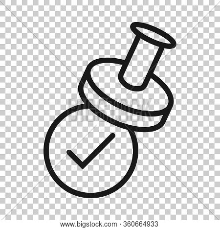Approve Stamp Icon In Flat Style. Accept Check Mark Vector Illustration On White Isolated Background