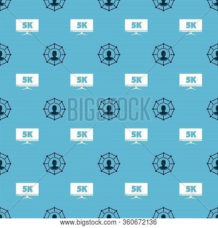 Set Project Team Base And Monitor Display With 5k Video On Seamless Pattern. Vector