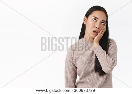 Girl Hear Lame Pick-up Lines Going Mad And Annoyed. Bothered Displeased Arrogant Asian Woman Punch F