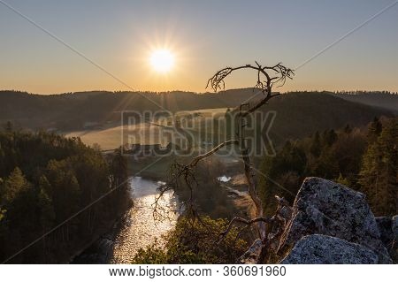 Nice Valley With Vltava River Near Ruin Divci Kamen. Czech Republic