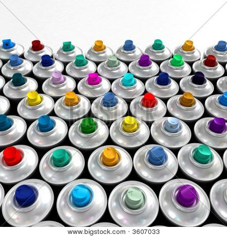 Farverige dyser fra aerosoldåser