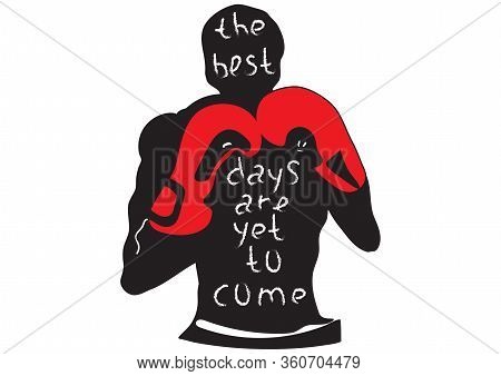 Image Of A Boxer In Boxing Gloves. Logo For A Sports Club. Sports Figure. Vector Illustration In A F