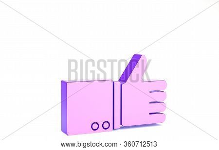 Purple Hand Thumb Up Icon Isolated On White Background. Minimalism Concept. 3d Illustration 3d Rende