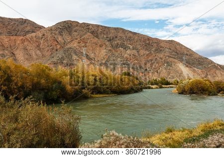 Chu River In Kyrgyzstan, Border Between The Issyk-kul Region And The Naryn Region