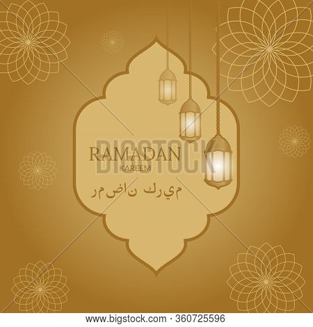Ramadan Kareem Vector Greetings Design With Lanterns