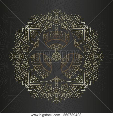 Signs Inscribed In Geometric Mandala Or Arabesque.