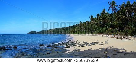 Panoramic View: Wonderful Idyllic Beach On Fiji