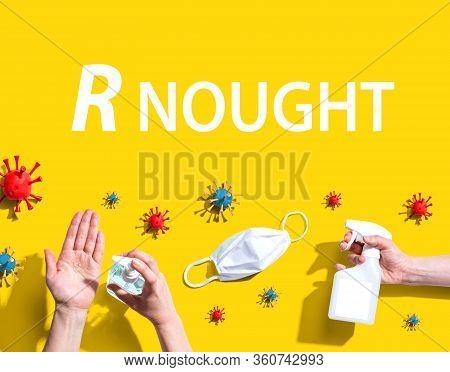 R Nought Theme With Hygiene And Viral Objects