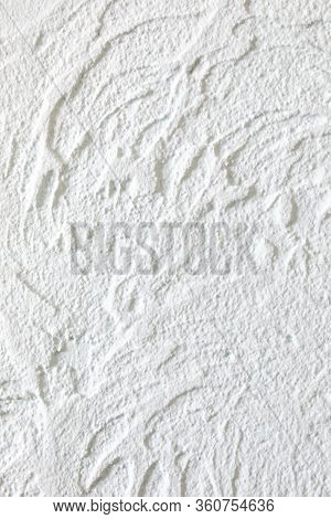 Texture Of White Concrete Wall With Glaze Finish. Luxury Background For Design On A Building Theme, 