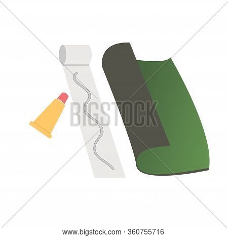 Roll Artificial Turf. Glue. Artificial Grass. Vector