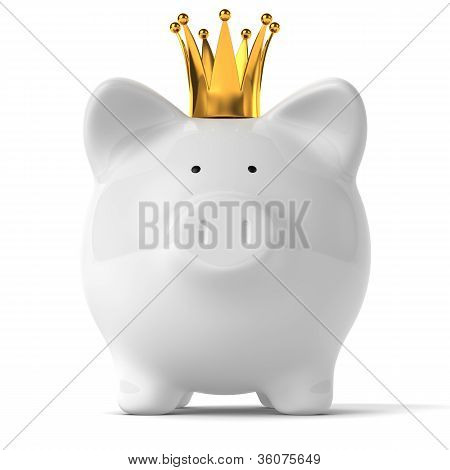 Spargris med guld krona