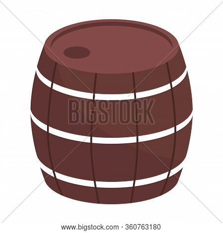 Alcohol Barrel, Drink Container On White Background. Vector Illustration. Eps 10.