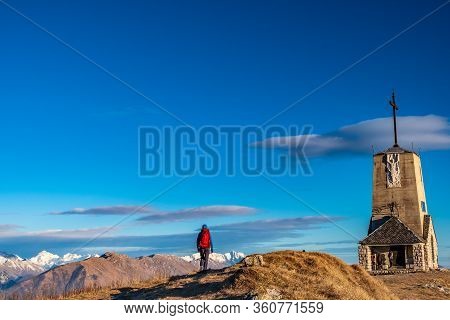Sunset At The Cuarnan Peak, Friuli-venezia Giulia Region, In A Freezing Winter Day