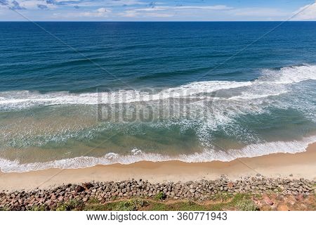 View Of Coconut Palm Tree Grove At Odayam Beach, Varkala, Kerala State, India.