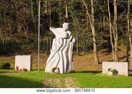 Nova Gorica, Slovenia - December 24 2019. A Yugoslavia Era Second World War Memorial In The Rozna Do