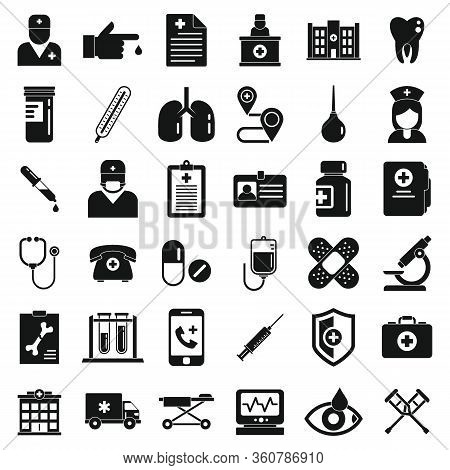 Private Clinic Icons Set. Simple Set Of Private Clinic Vector Icons For Web Design On White Backgrou