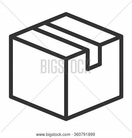 Box Outline Vector Icon. Packaging Box Sealed With Tape Icon For Web, Mobile Apps And Ui Design. Shi