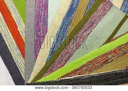 Fabric Texture. Background From Multi-colored Fabric. Thread Of All Colors. Template For Design. A B