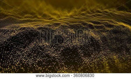 Abstract Wave Light Particles Background, Shine Dot Wave. Bokeh Particles Illustrationbackground.