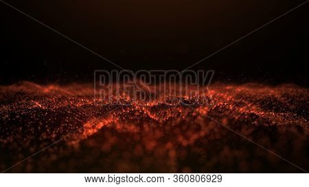 Abstract Wave Light Particles Background, Shine Dot Wave. Bokeh Particles Illustrationbackground.