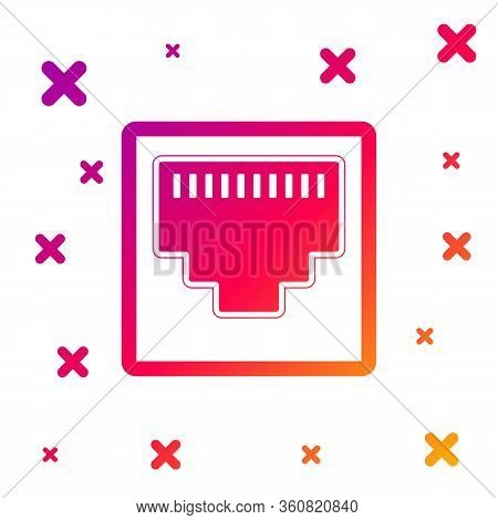 Color Network Port - Cable Socket Icon Isolated On White Background. Lan Port Icon. Ethernet Simple 