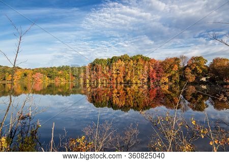 A Beautiful Morning Of Autumn In Framingham Massachusetts