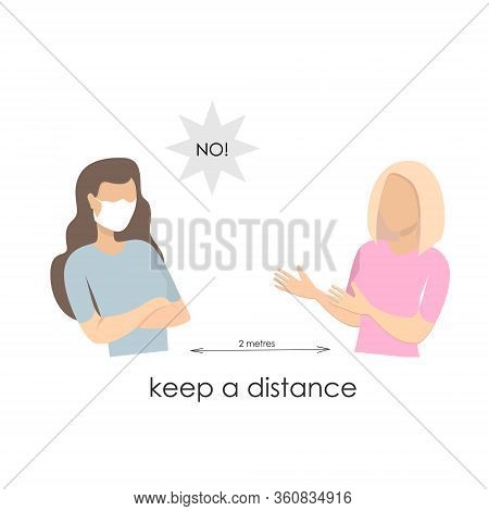 Social Distance Concept Mask Woman Coronavrius Ill