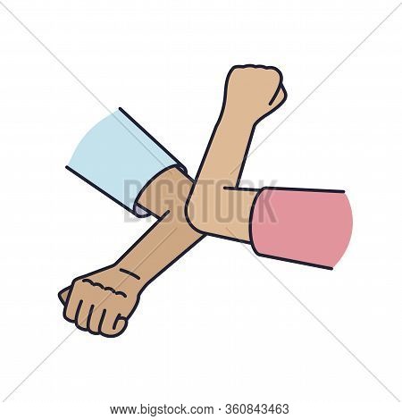 Greeting Hit Your Elbow. Elbow Bump. Safe Greetings. Methods To Prevent Transmission Of Infection, V