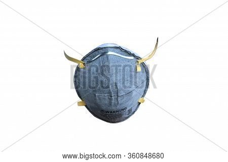 Gray N95 Mask For Protection Pm 2.5/pm2.5 And Corona Virus (covit-19) On White Background With  Wear