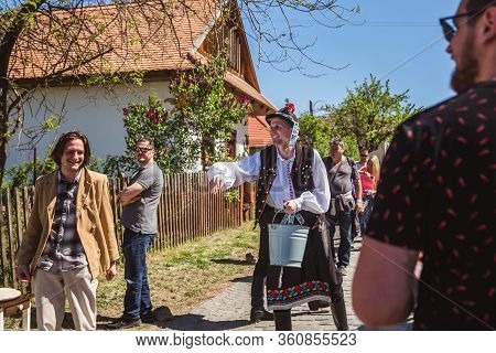 Holloko, Hungary - April 12, 2019: Easter Festival In The Folklore Village Of Holloko In Hungary. Gu