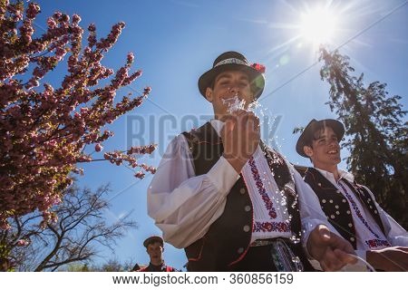 Holloko, Hungary - April 12, 2019: Easter Festival In The Folklore Village Of Holloko In Hungary. Gu