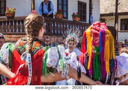 Holloko, Hungary - April 12, 2019: Easter Festival In The Folklore Village Of Holloko Traditional Gi