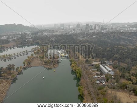 Aerial View Little Pavilions Next The Lake Inside The Imperial Summer Palace Of The Mountain Resort 
