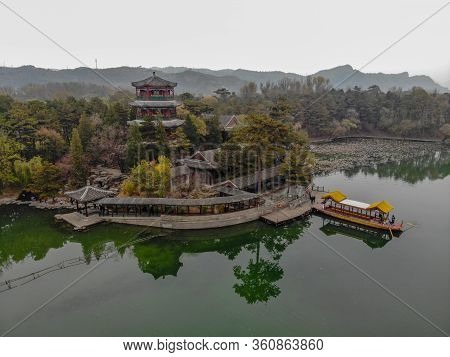 Aerial View Little Pavilions Next The Lake Inside The Imperial Summer Palace Of The Mountain Resort 