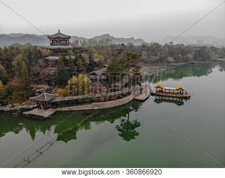 Aerial View Little Pavilions Next The Lake Inside The Imperial Summer Palace Of The Mountain Resort 