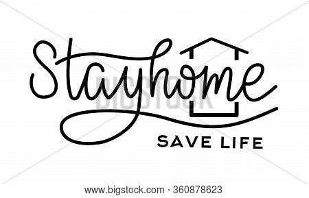 Stayhome Lettering Vector For Social Media News Post