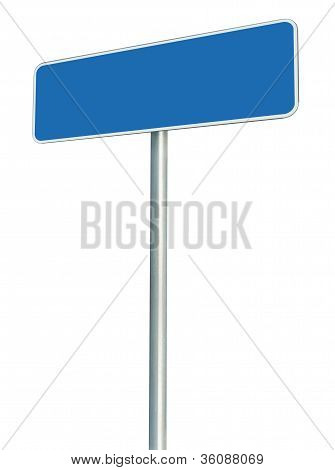 leere blaue StraÃŸenschild, dass isoliert, groÃŸen weiÃŸen Schild am StraÃŸenrand Perspektive umrahmt textfreiraum
