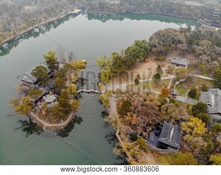 Aerial View Little Pavilions Next The Lake Inside The Imperial Summer Palace Of The Mountain Resort 